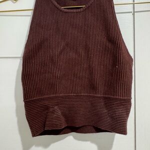 House of Harlow 1960 Brown Ribbed Crop Top